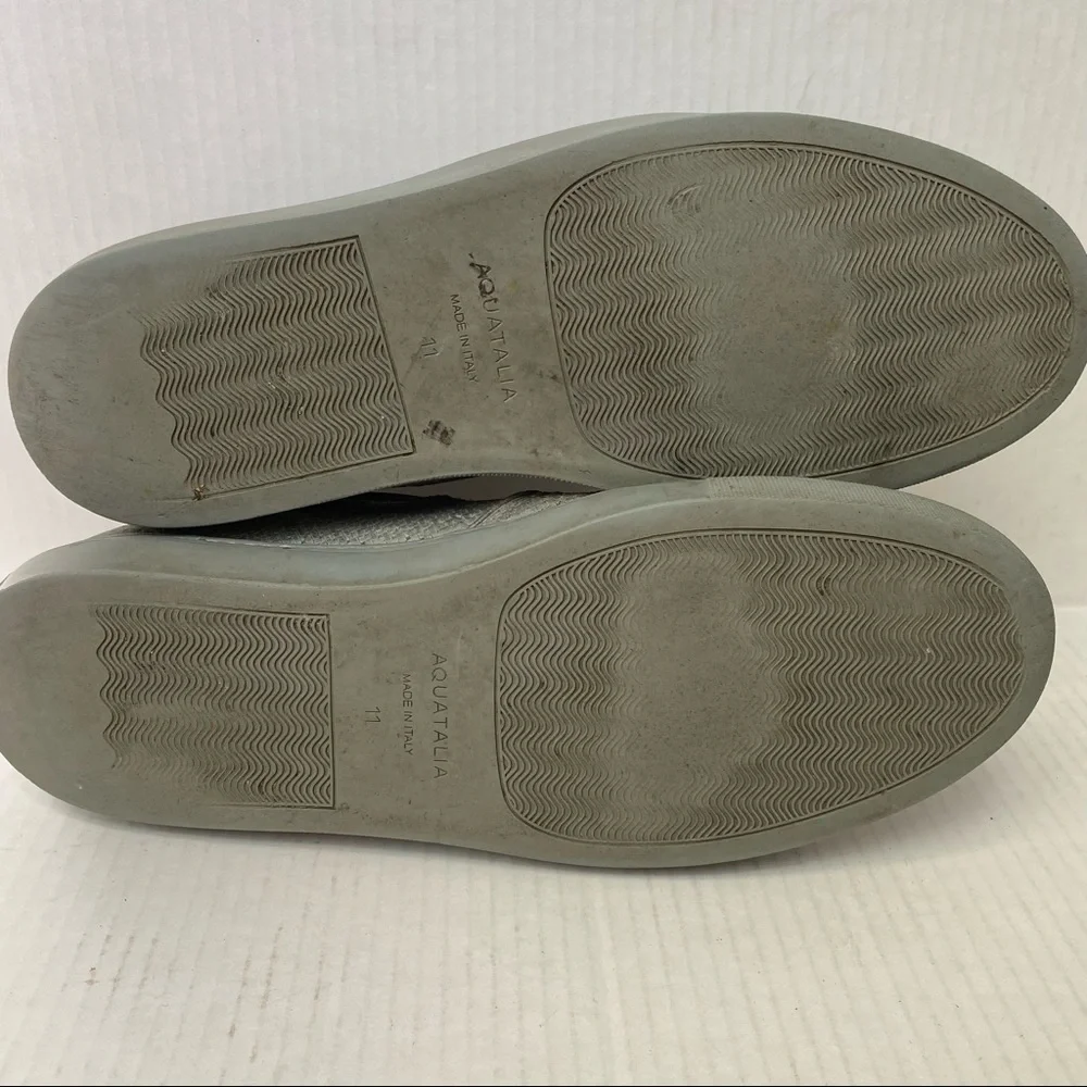 Aquatalia Italian Woven Leather Slip On Shoes